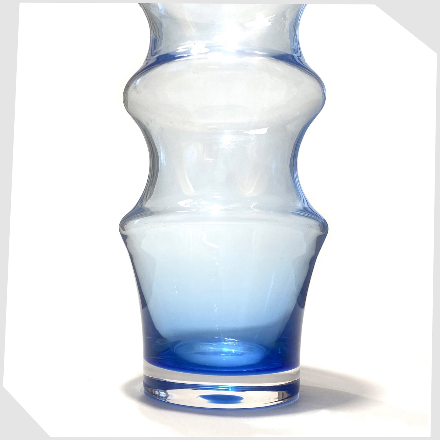 base of the dartington hooped glass vase, designed by belinda hornsey, in a gorgeous blue case glass