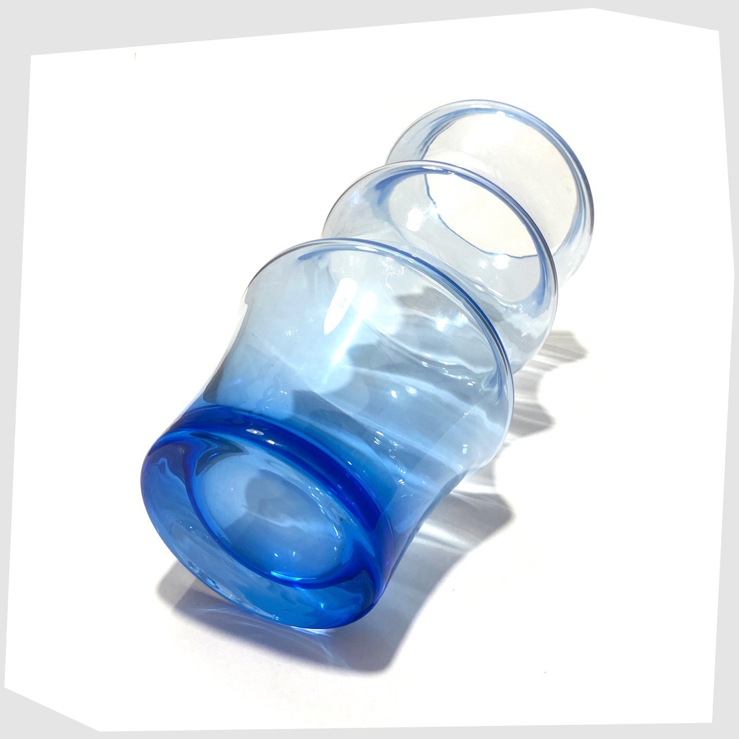 base of the dartington intimates glass vase, designed by belinda hornsey, in a gorgeous blue case glass