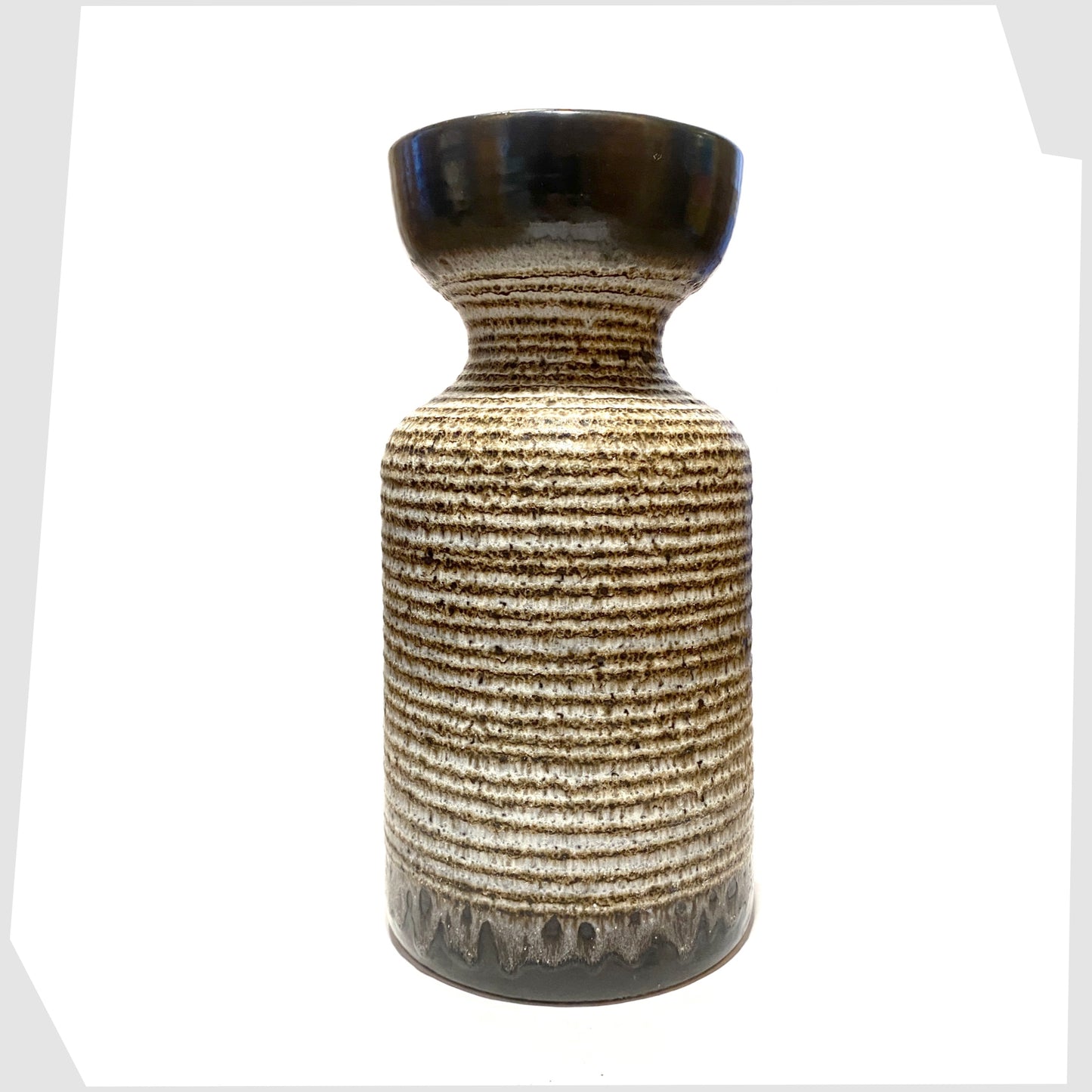 dumler and breiden 1060/35 vase finished in brown and beige fat lava hoops