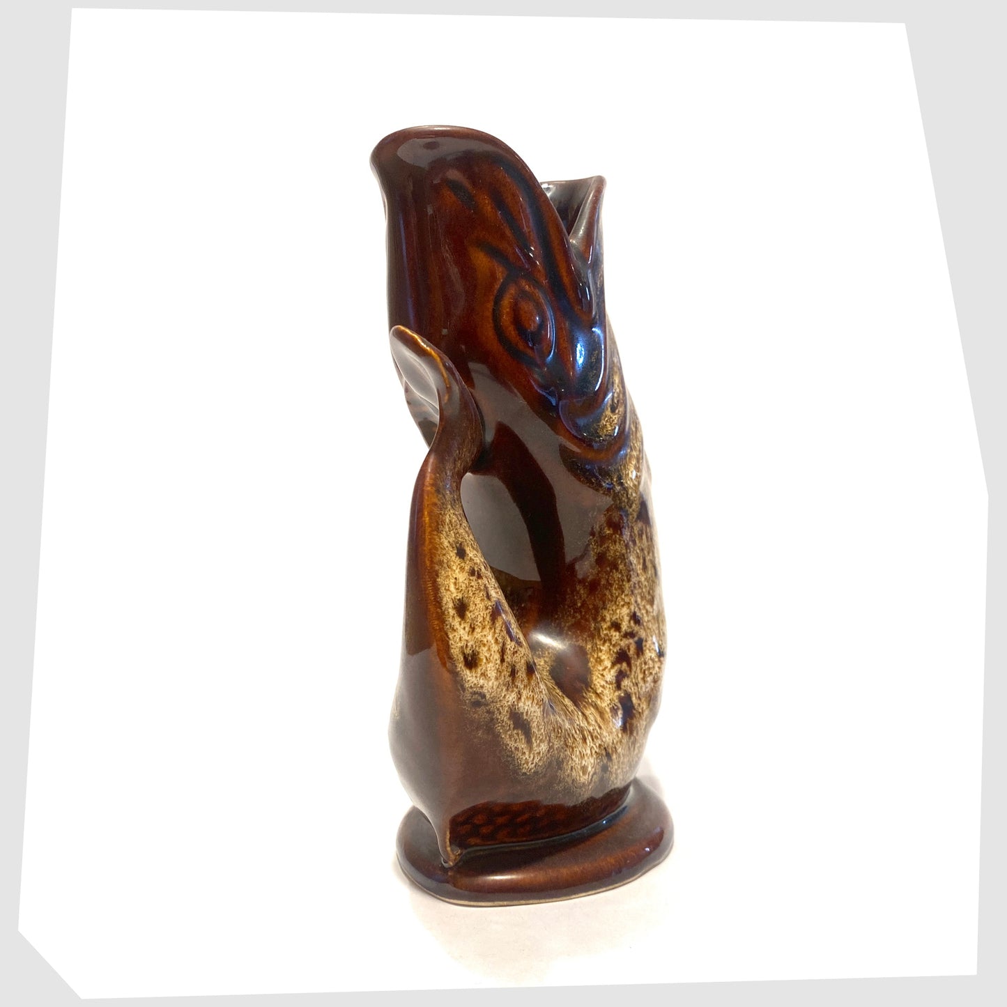 vintage honeycomb glazed gluggle jug by fosters studio pottery, cornwall