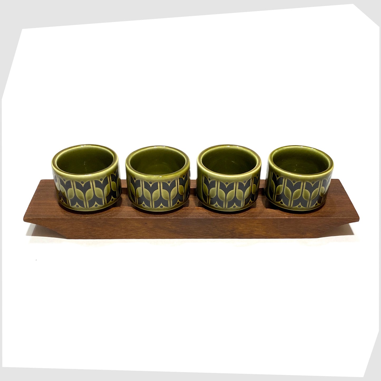 set of four Hornsea Pottery Heirloom Egg Cups in lakeland green