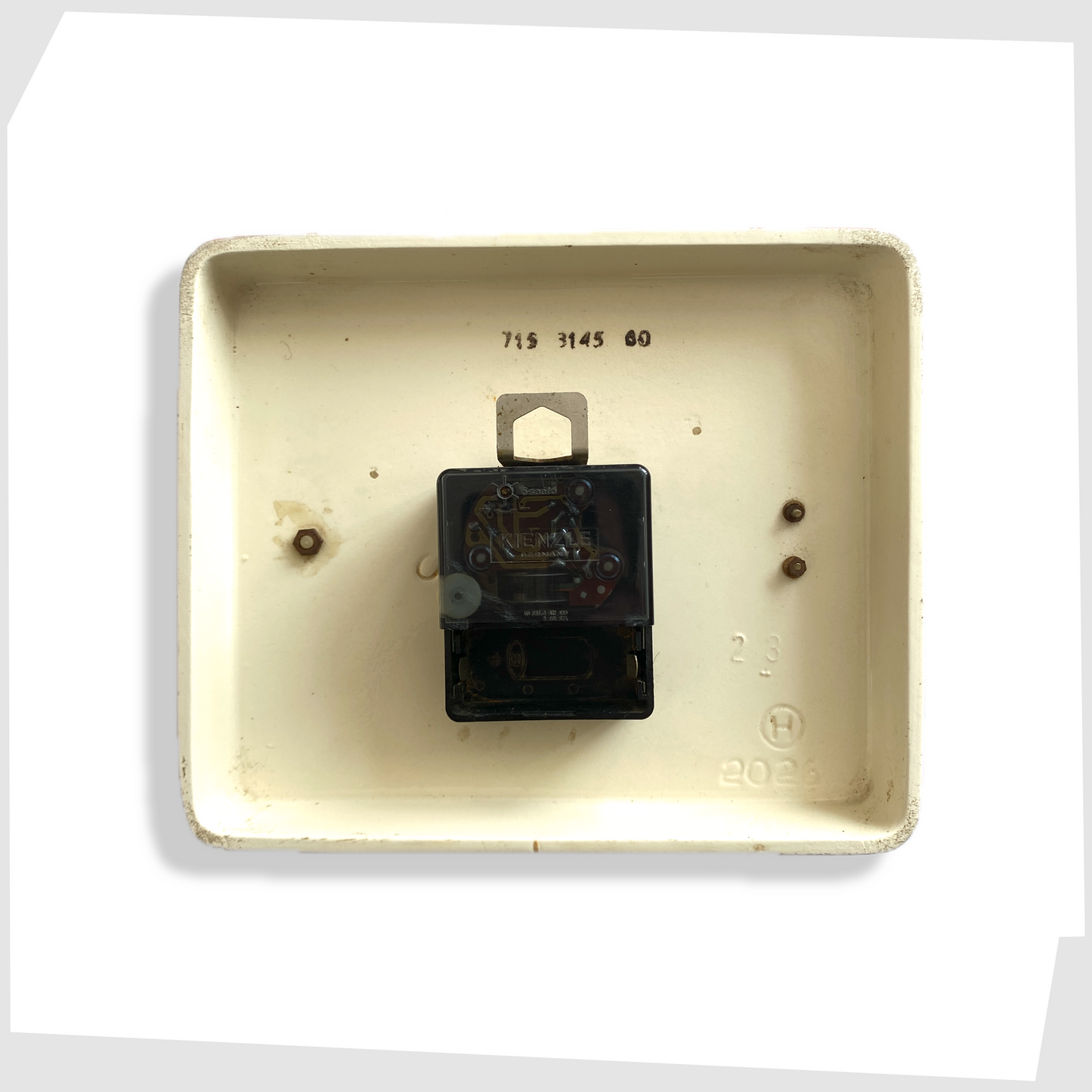 rear of the kienzle boutique ceramic wall clock, made in 1970s west germany