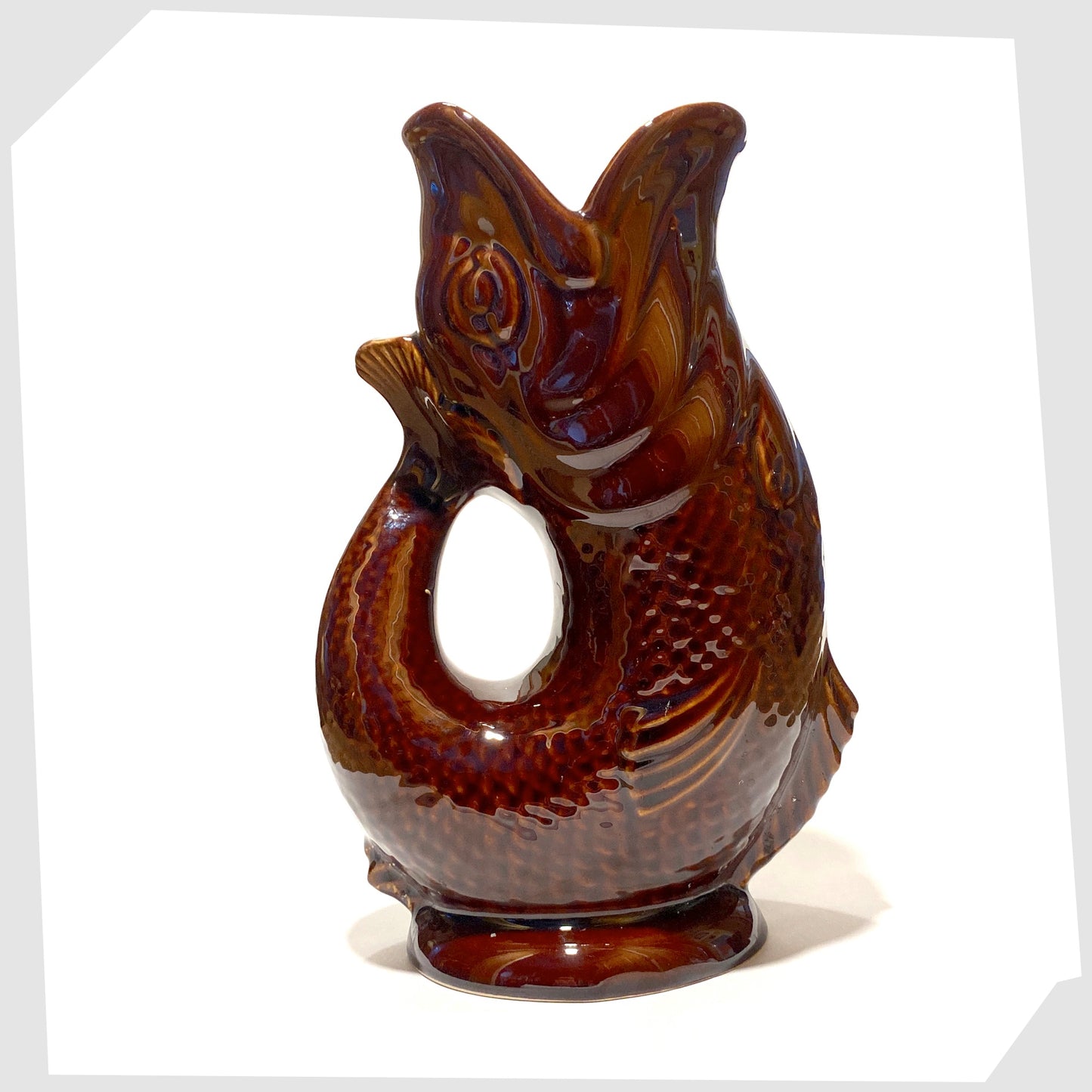 vintage Dartmouth Pottery gluggle jug glazed in a rich chestnut brown