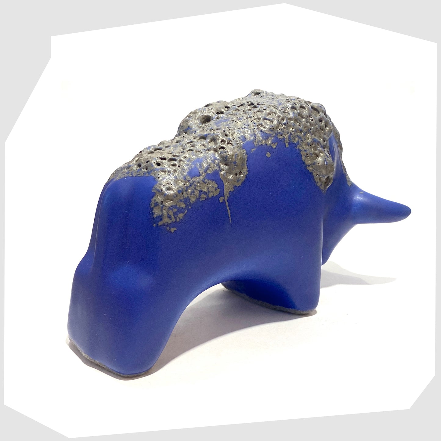 matte blue and grey otto keramik ceramic bull ornament