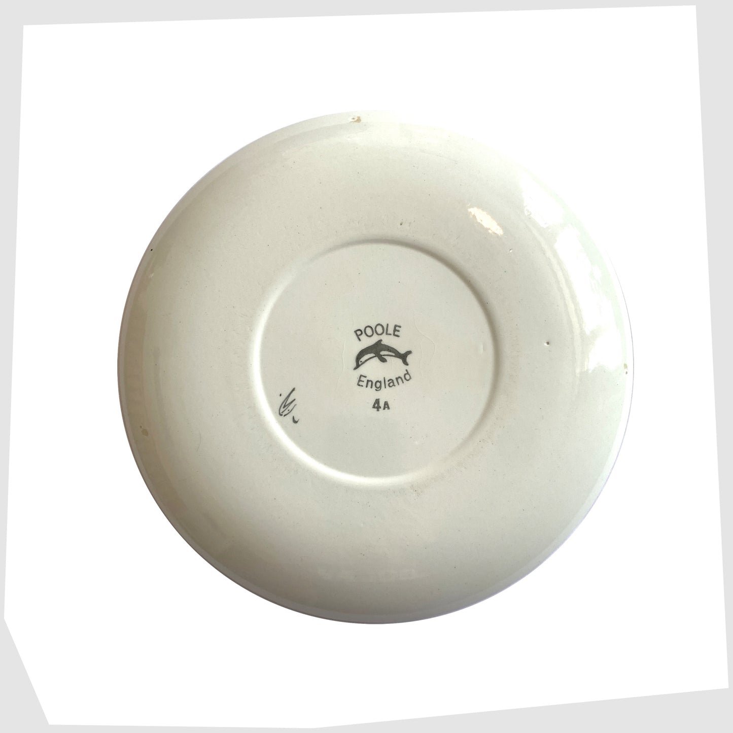 stamps on the rear of the Poole Pottery Delphis Plate, shape 4A