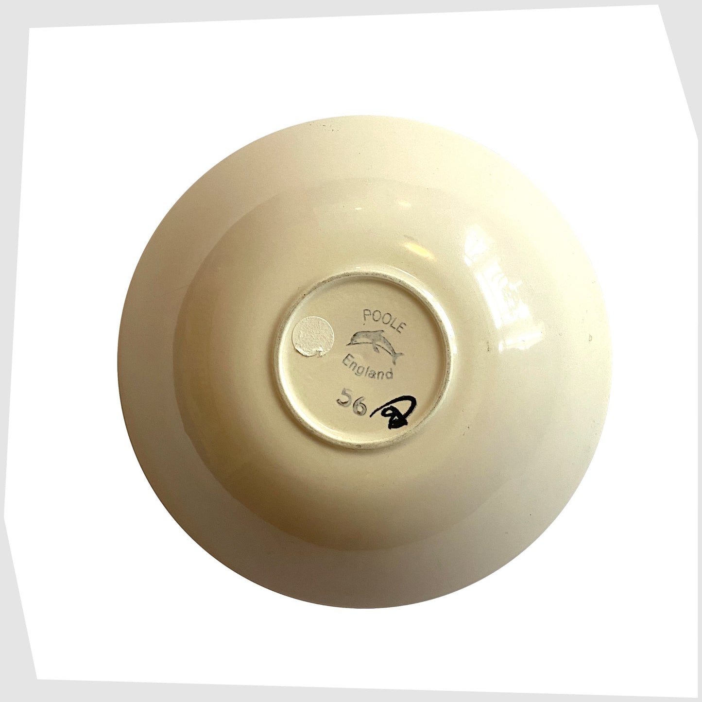 base of the Poole Pottery Delphis Bowl, shape 56, signed by Cynthia Bennett.