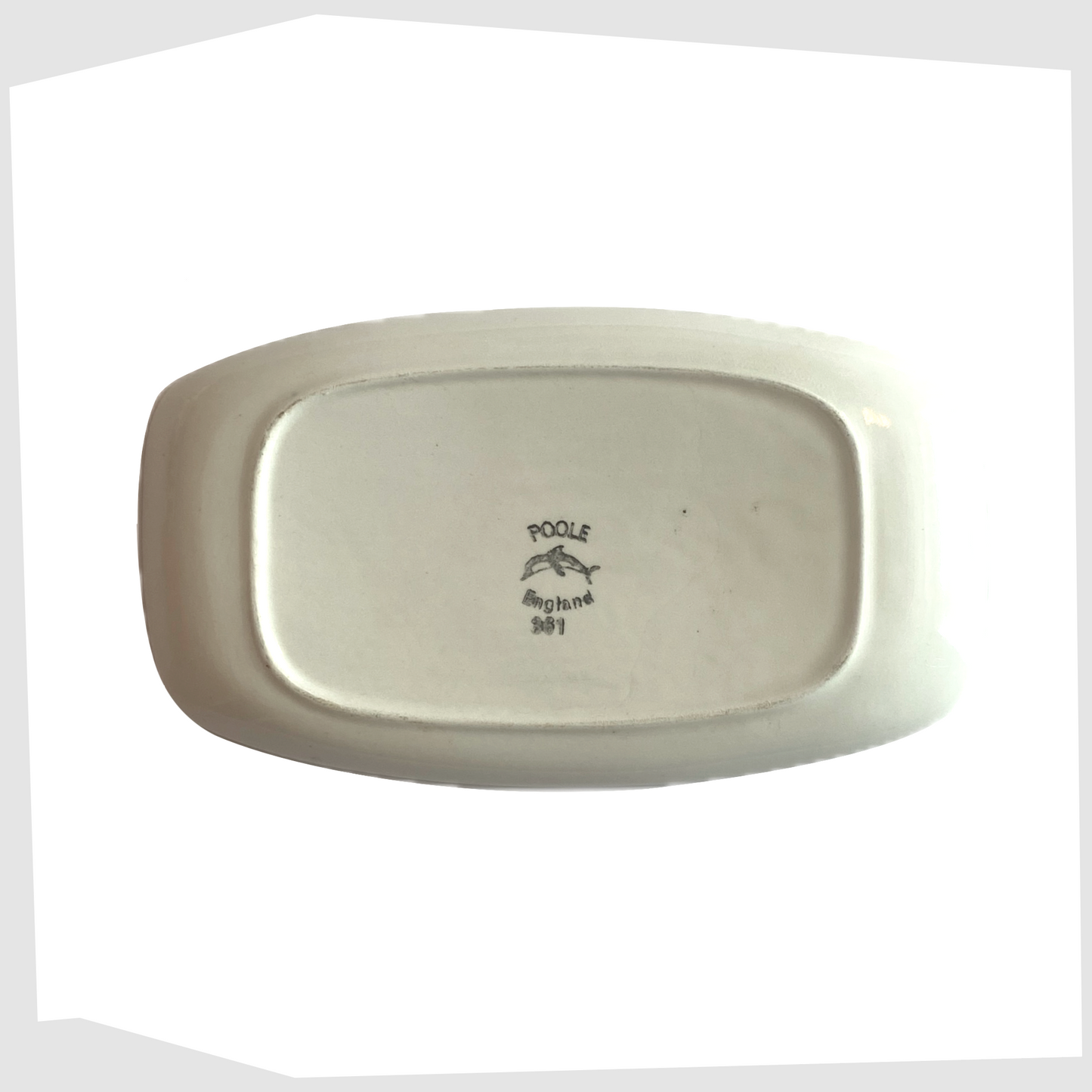 Rear of the Poole Pottery Delphis Dish, Shape 361 by Cynthia Bennett