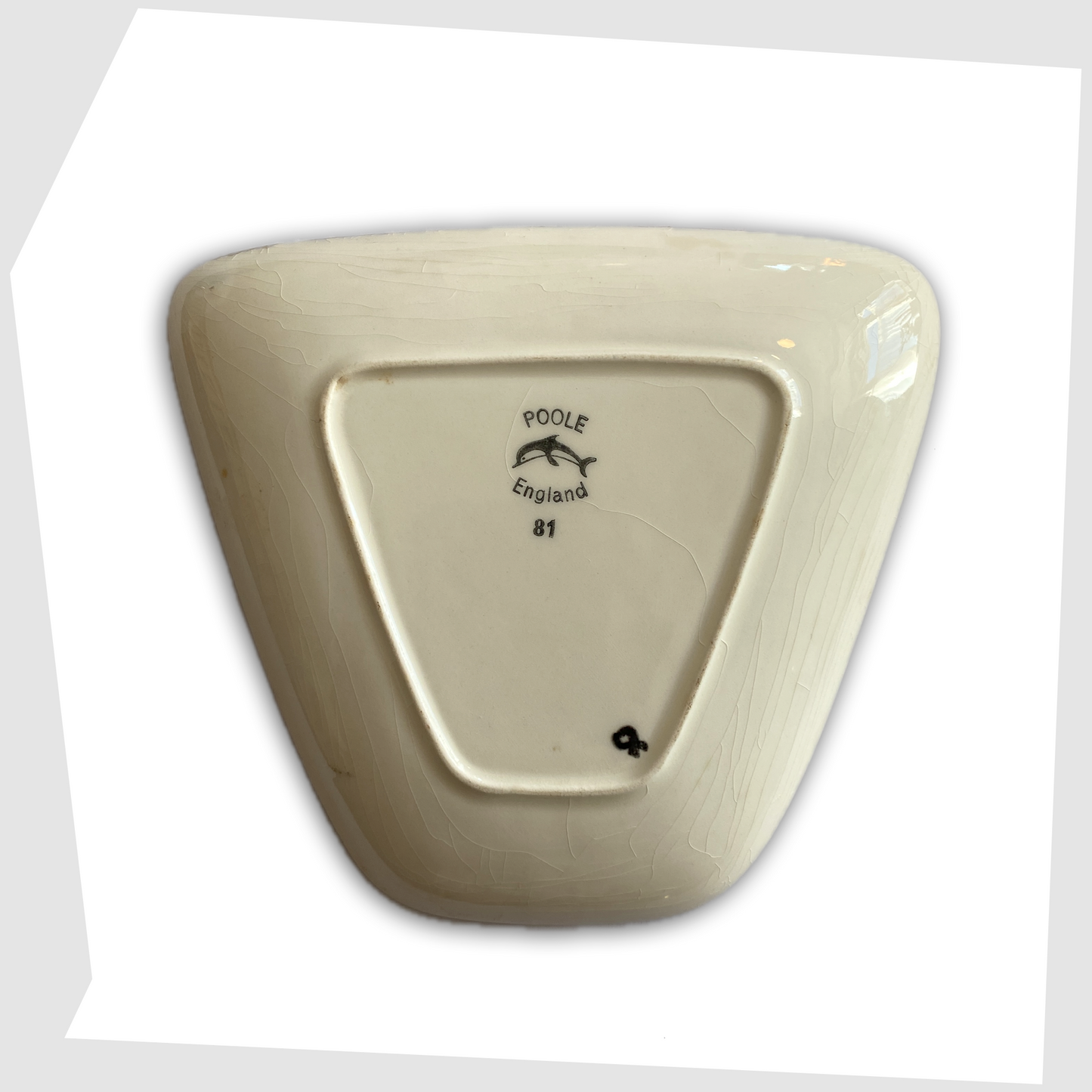 rear of the Poole Pottery Dish, Shape 81, hand-signed by Particia Wells