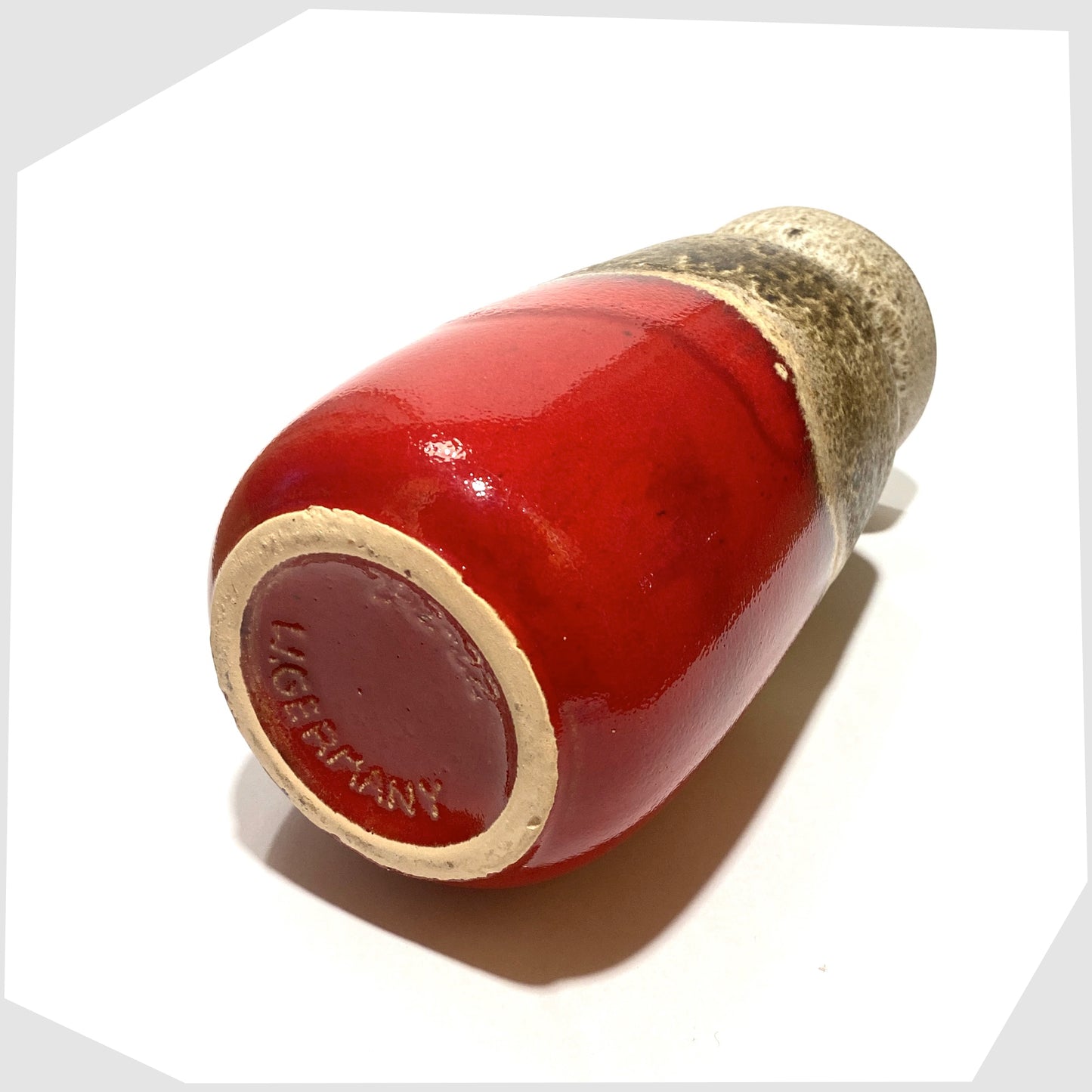 base of the scheurich keramik 242-22 vase in rich red glaze