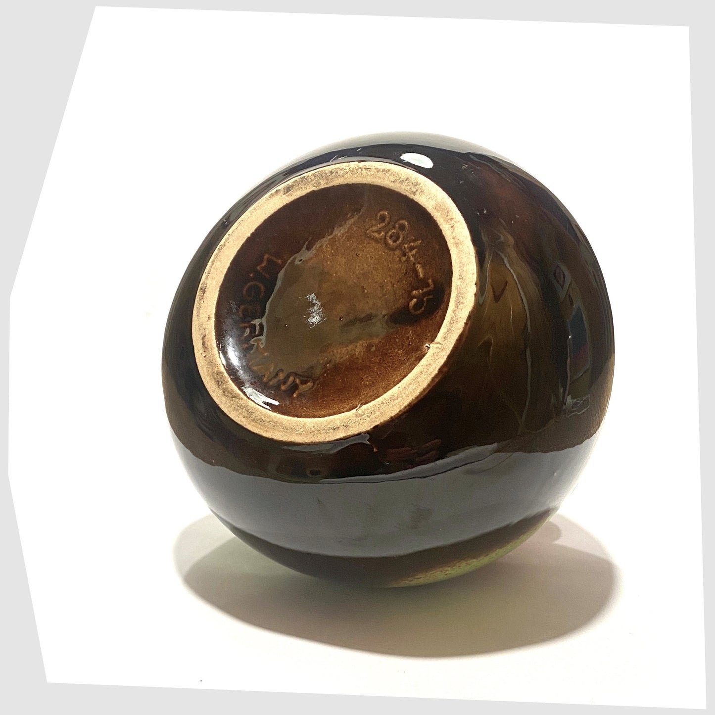 base of the scheurich keramik 284-15 Vase with waving bands of green and red glaze