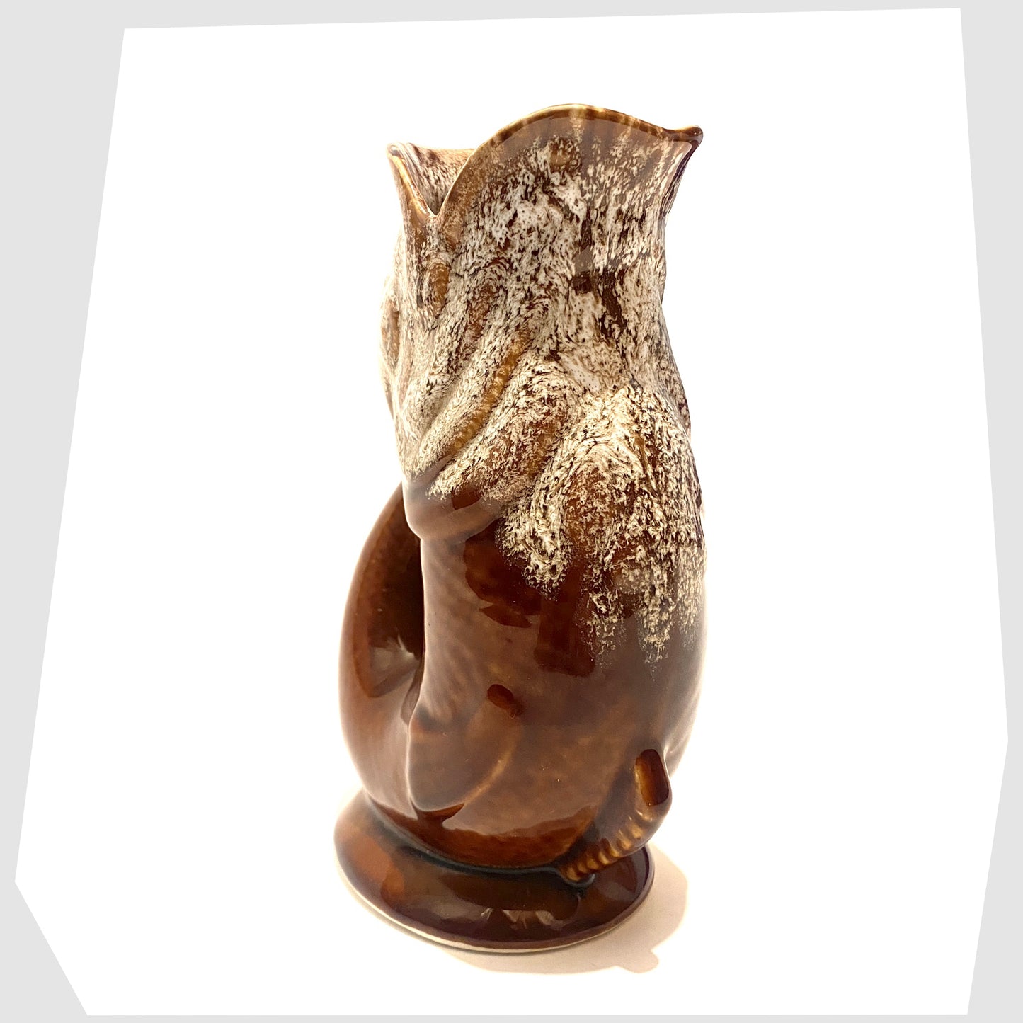 vintage gluggle jug in chestnut brown with honeycomb glazed top