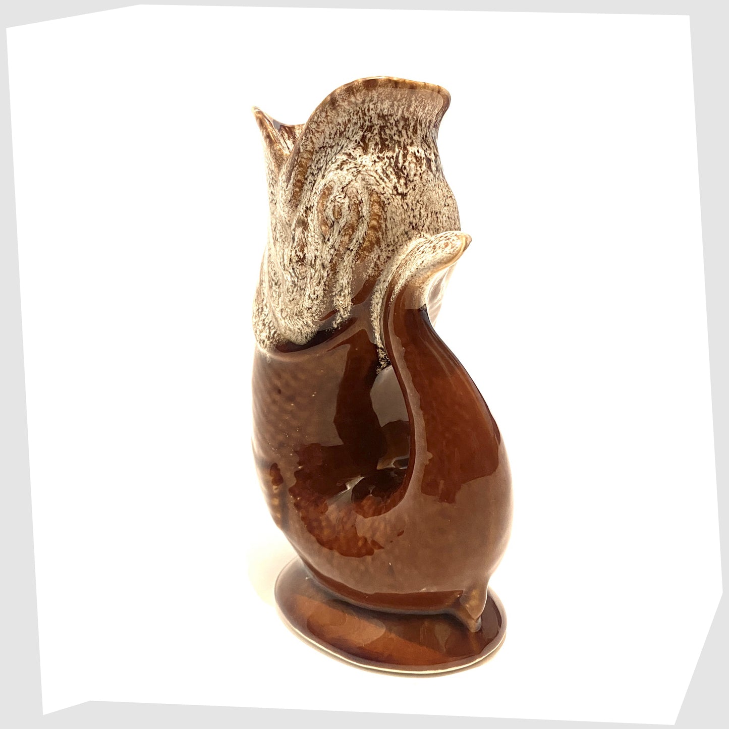 gluggle jug in brown gloss glaze with honeycomb glazed top
