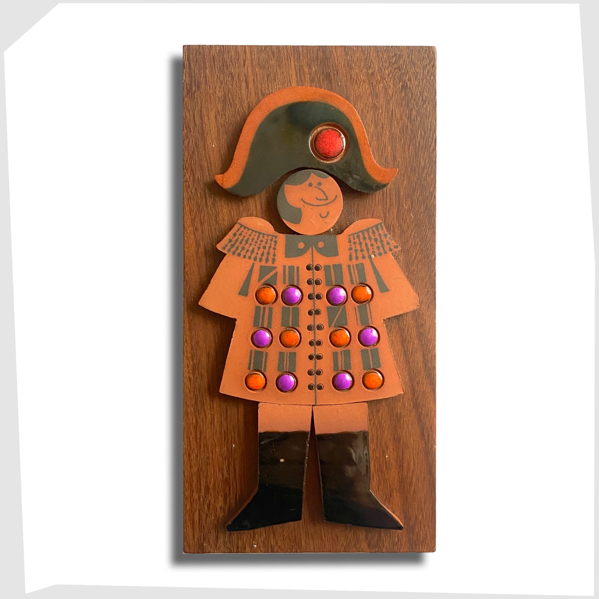 Hornsea Pottery Muramic Wall Plaque of Napoleon, ceramic tiles on wooden plaque