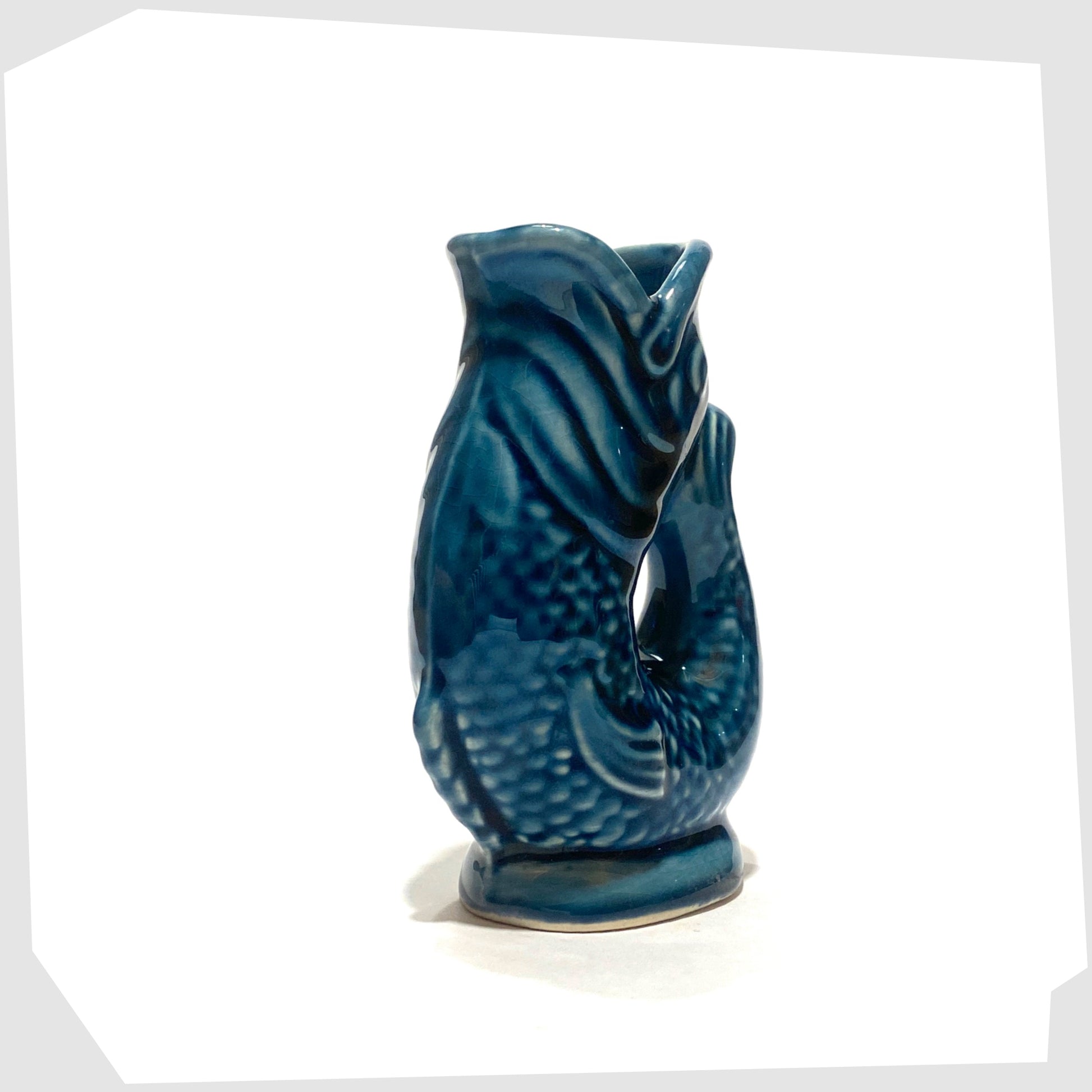 teal blue vintage miniature Dartmouth Pottery Gluggle Jug