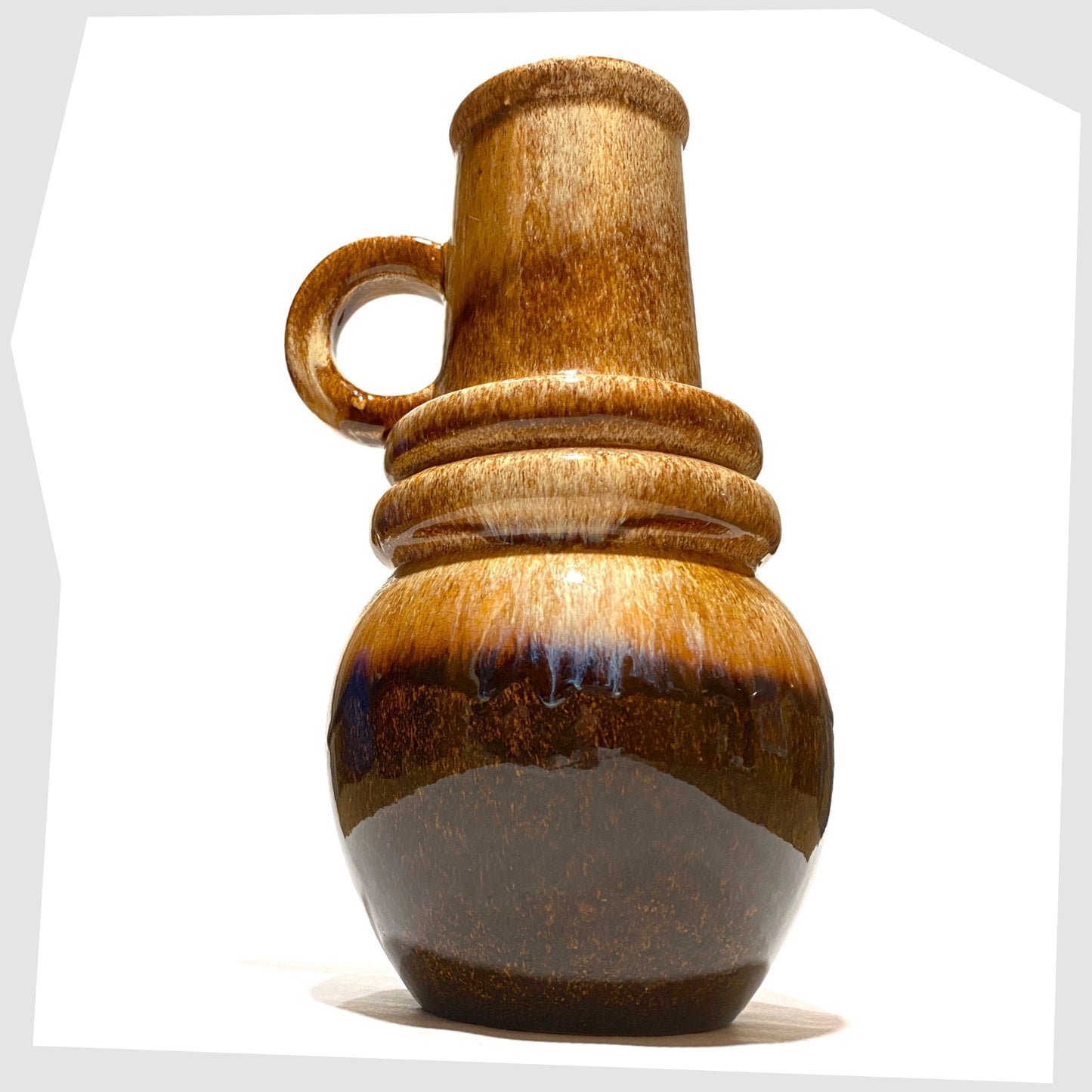 west german pottery vase by scheurich keramik model 428-26 in beige and brown glaze with tints of blue  