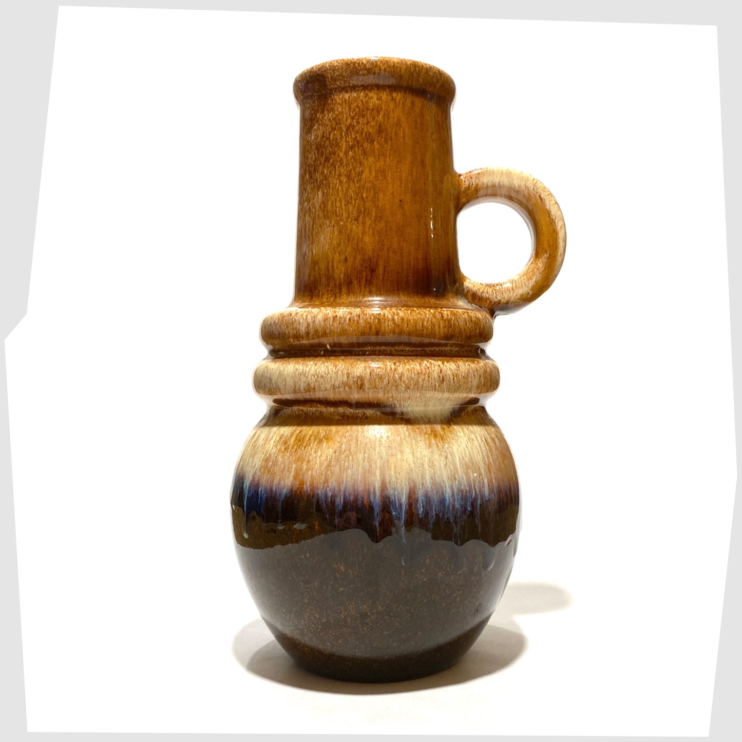 scheurich keramik 428-26 vase in beige and brown glaze with tints of blue 