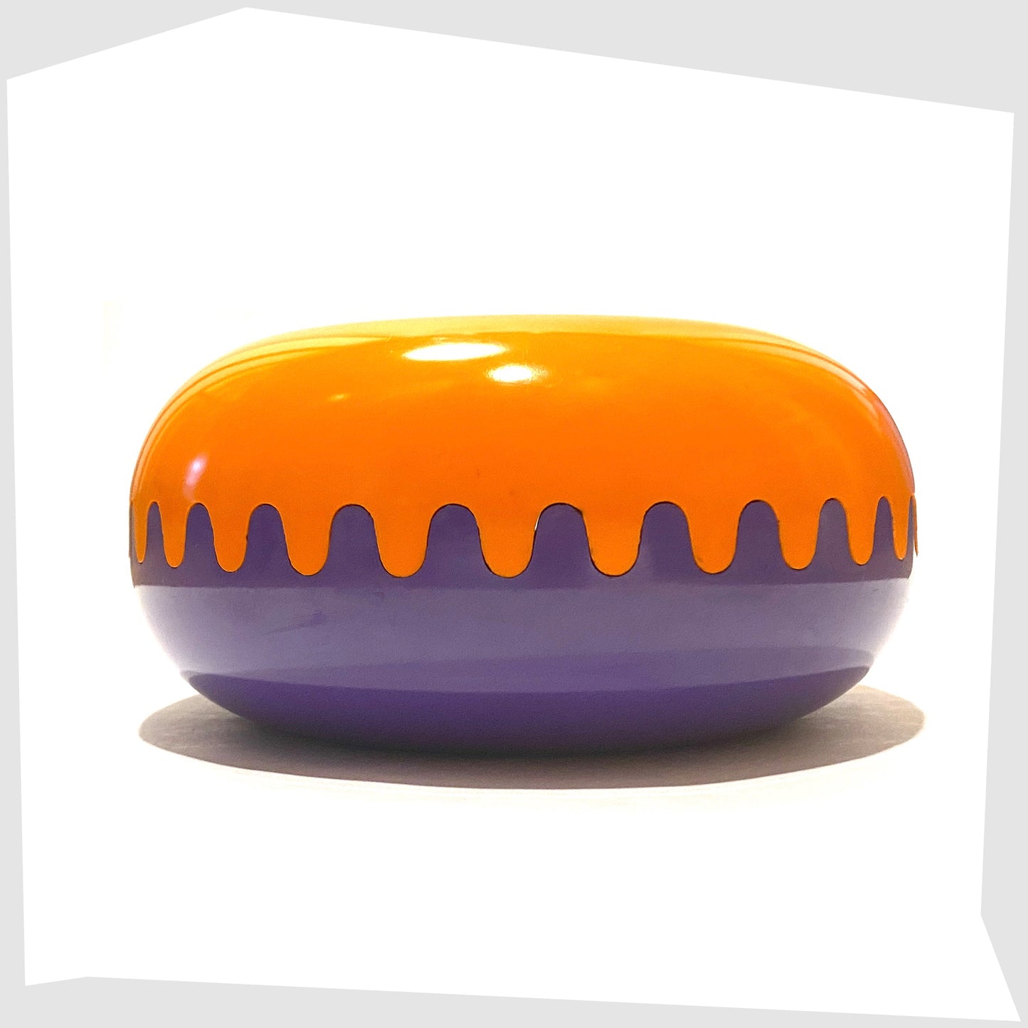 alan fletcher clam ashtray in orange and purple colour way