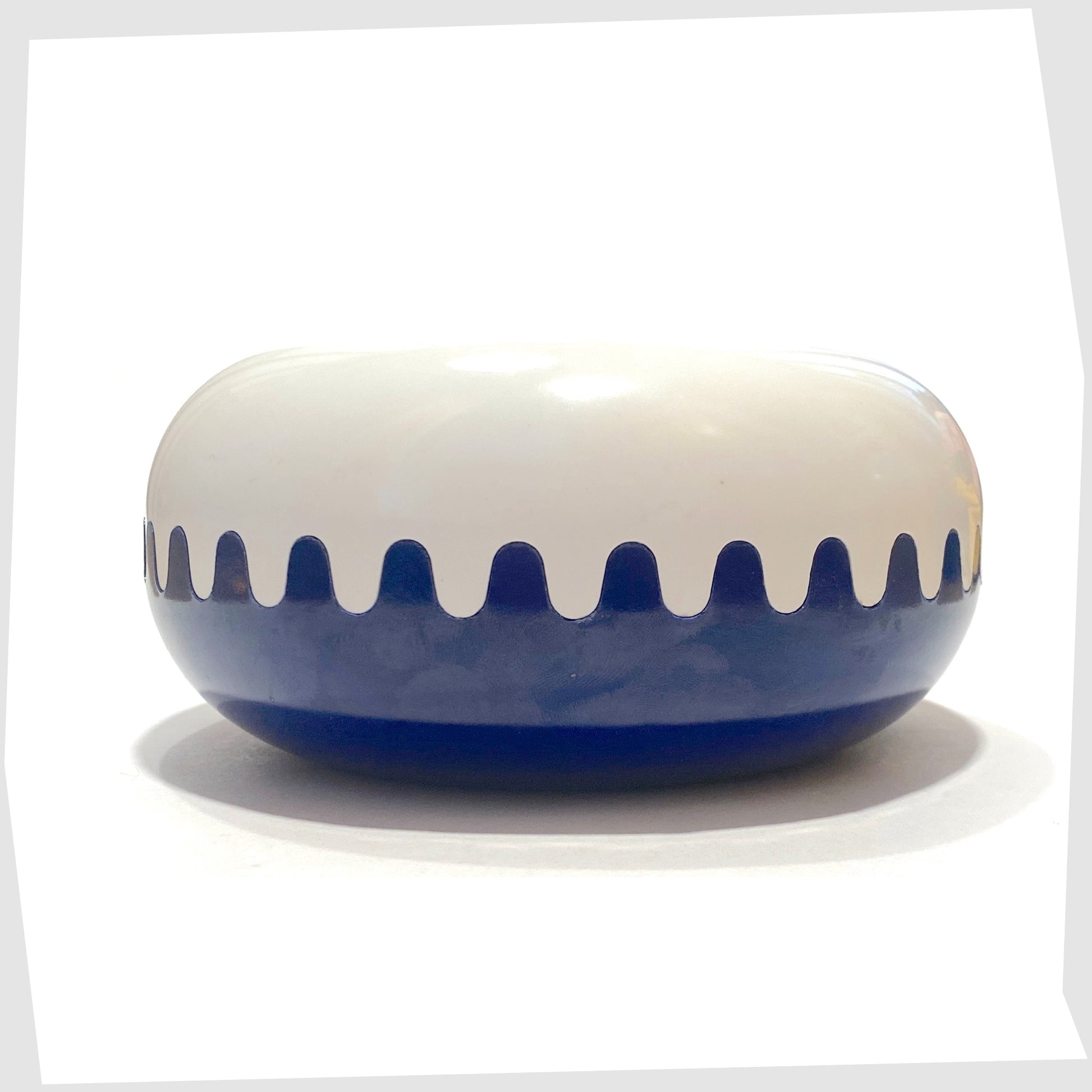 pentagram design ashtray designed by alan fletcher in navy blue and white
