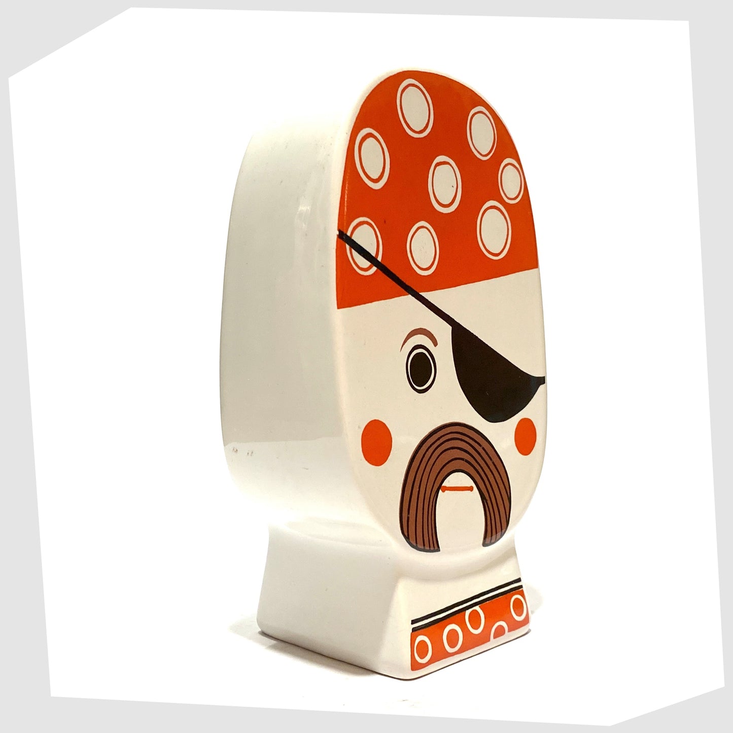 1960s Carlton Ware Pirate Money Box, made of ceramic with a printed pirates face