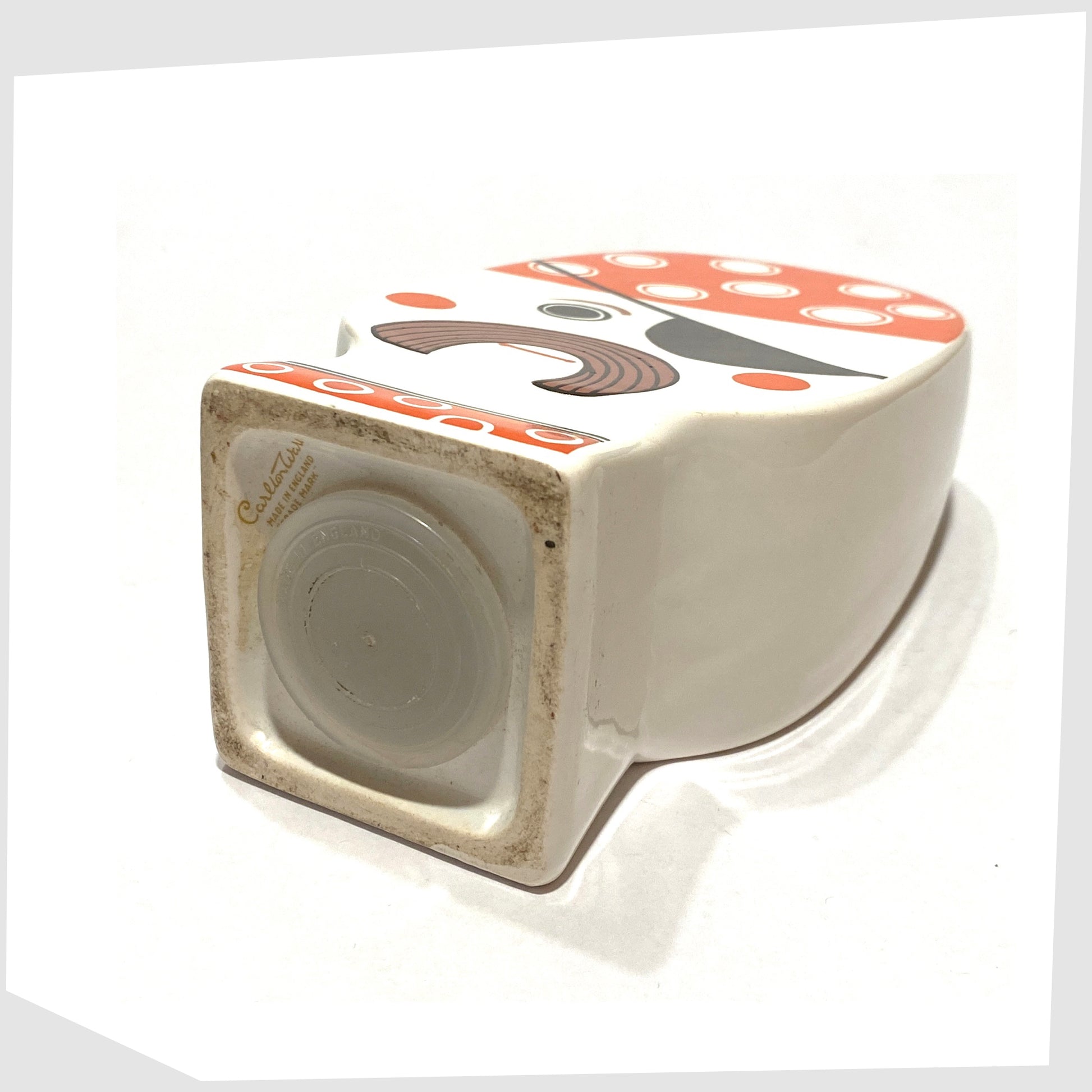 base of the Carlton Ware Pirate Money Box, made of ceramic with a printed pirates face, with original stopper