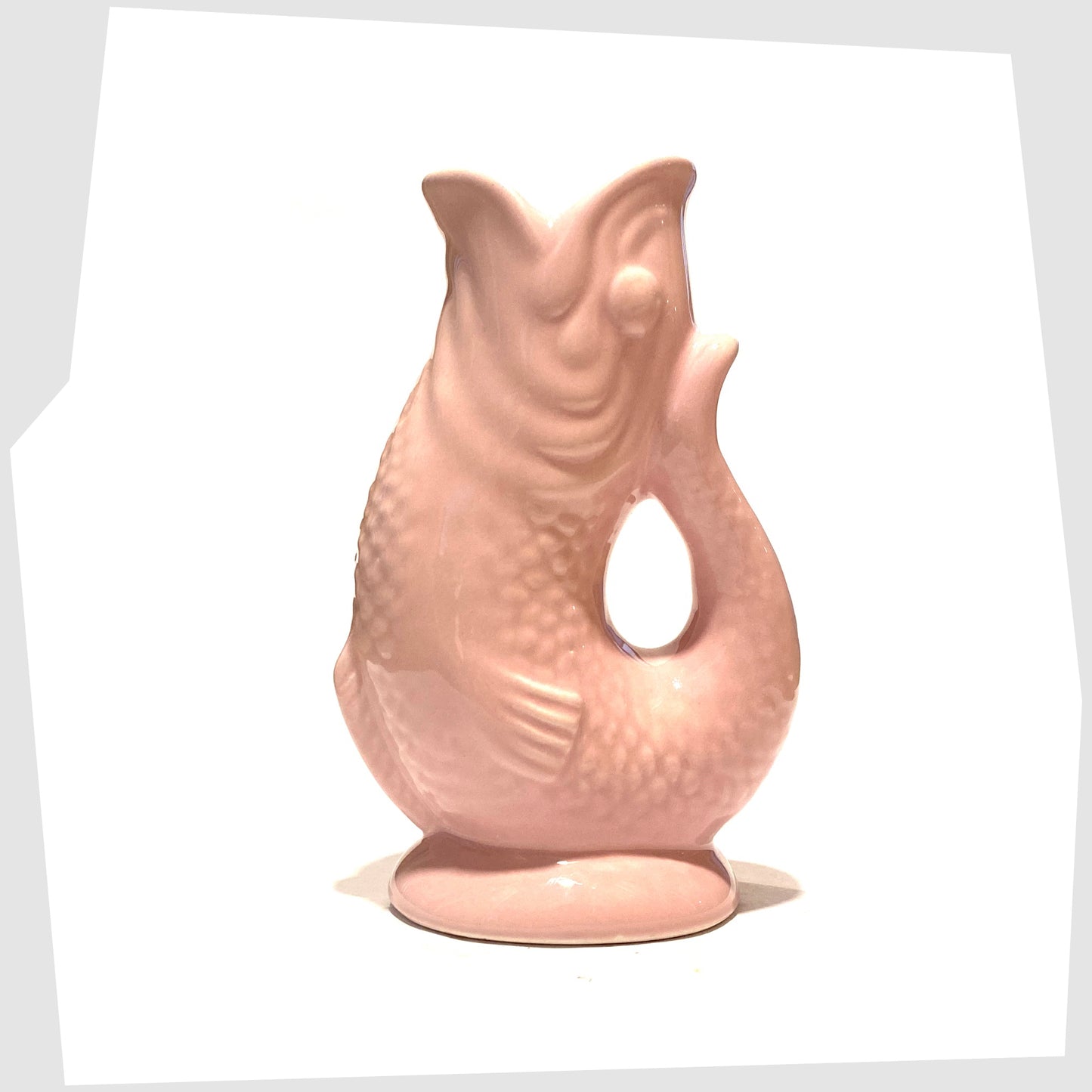 Fish-Shaped Ceramic Vase in pink glaze