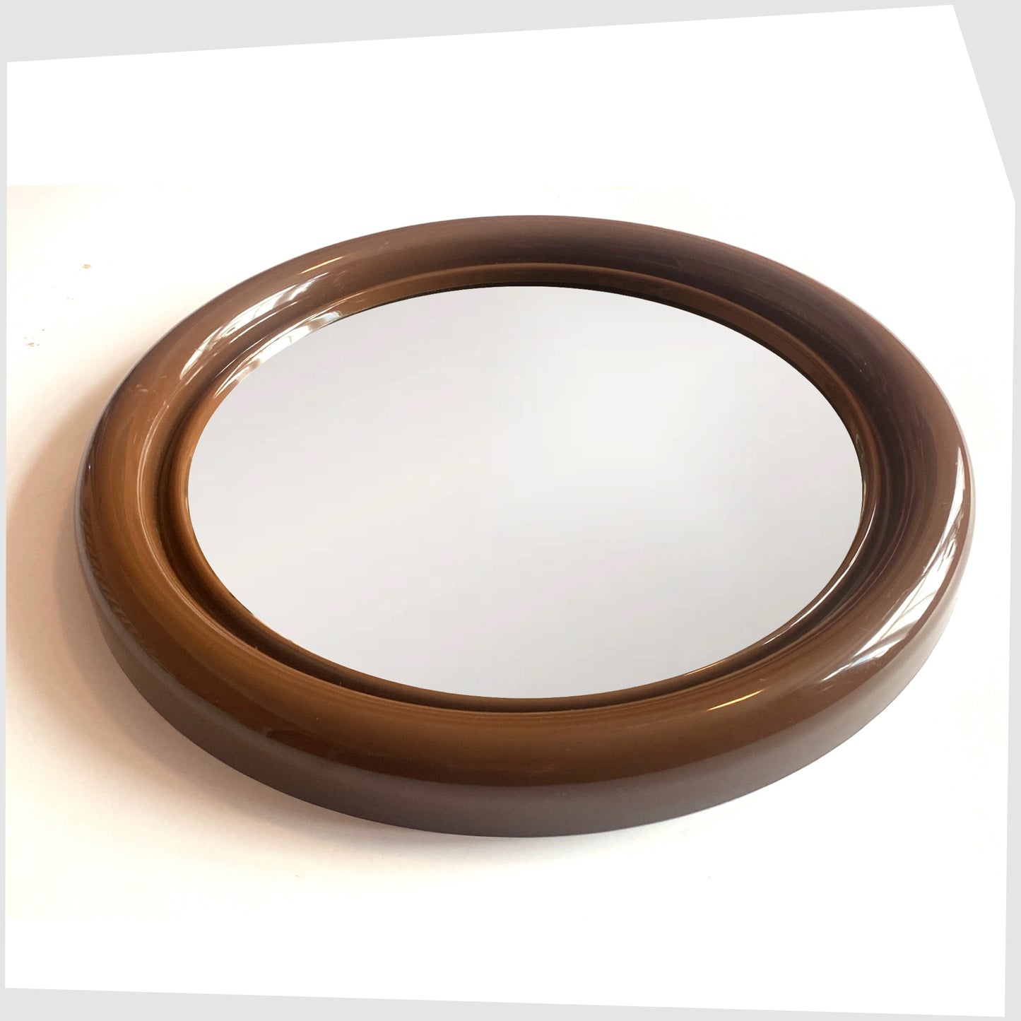 Vintage 1970s Crayonne Circular Wall Mirror in brown colour way