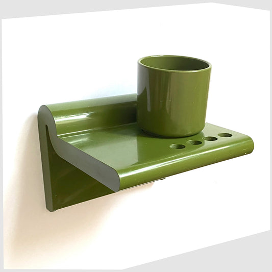 vintage wall mounted Crayonne Toothbrush Holder in olive green
