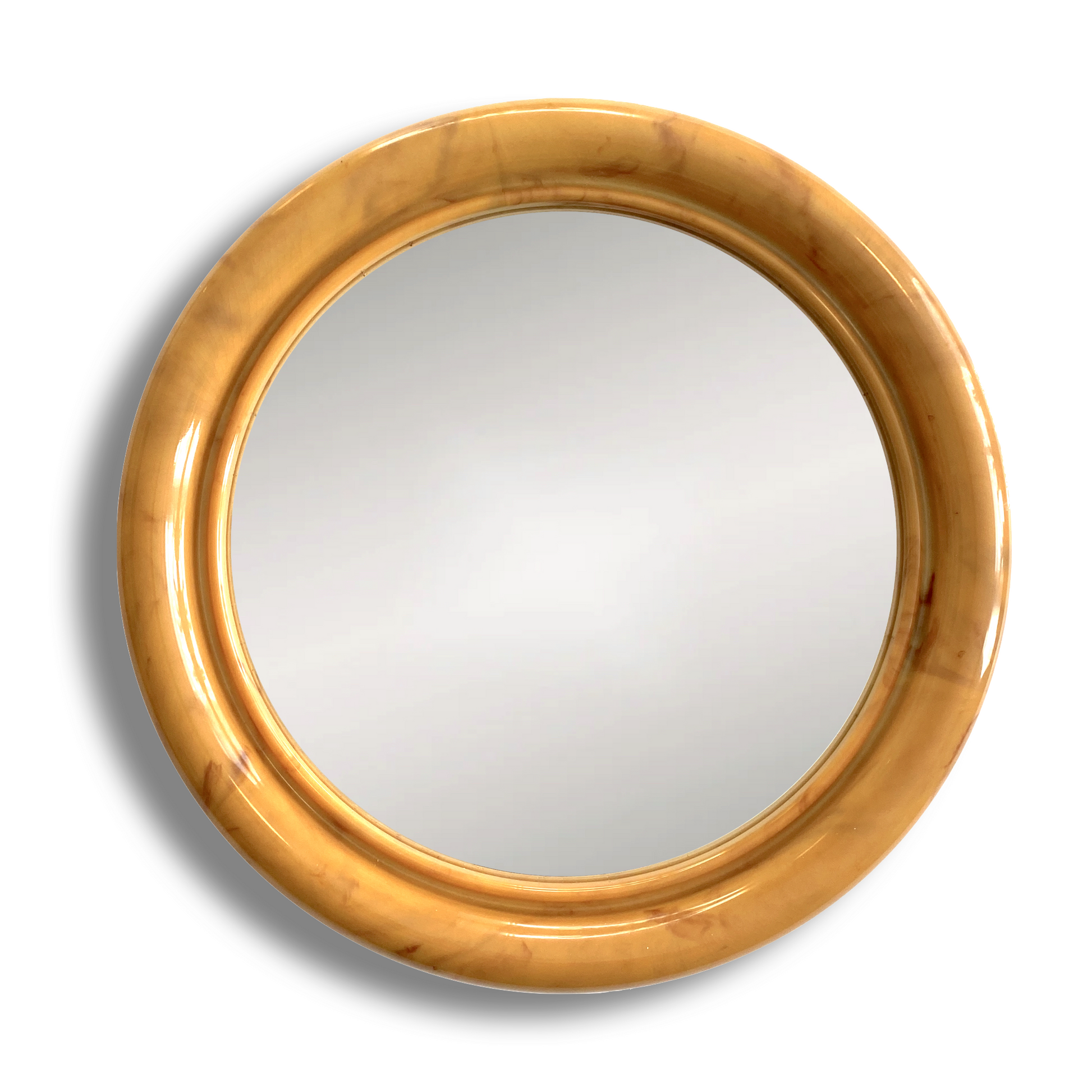 Crayonne Circular Wall Mirror in a marbled mustard colourway