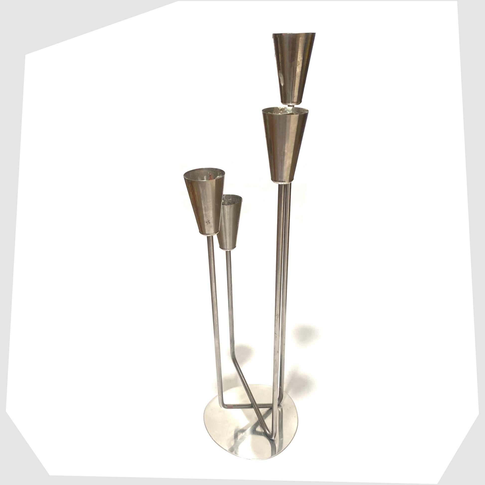 1960s Danish Candlestick Holder by MG Design, made of polished stainless steel