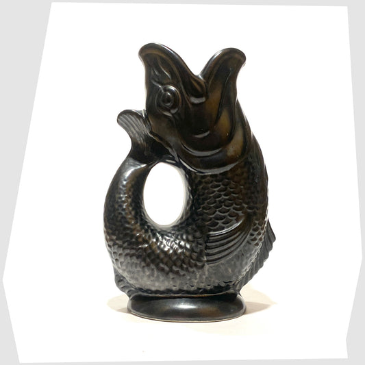 vintage dartmouth pottery gluggle jug in matte black glaze