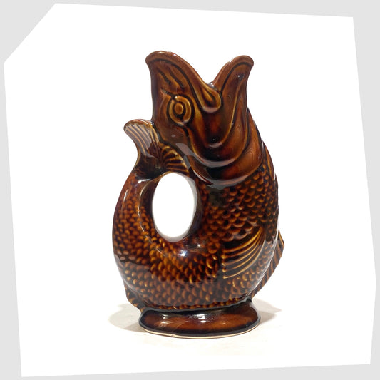 Dartmouth Pottery Gluggle Jug in a rich chestnut brown glaze