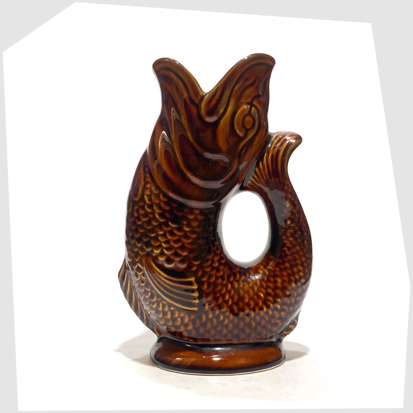 Original Dartmouth Pottery Gluggle Jug in a rich chestnut brown glaze