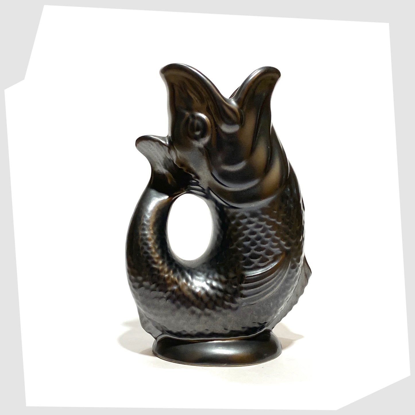 vintage dartmouth pottery gluggle jug in matte black glaze