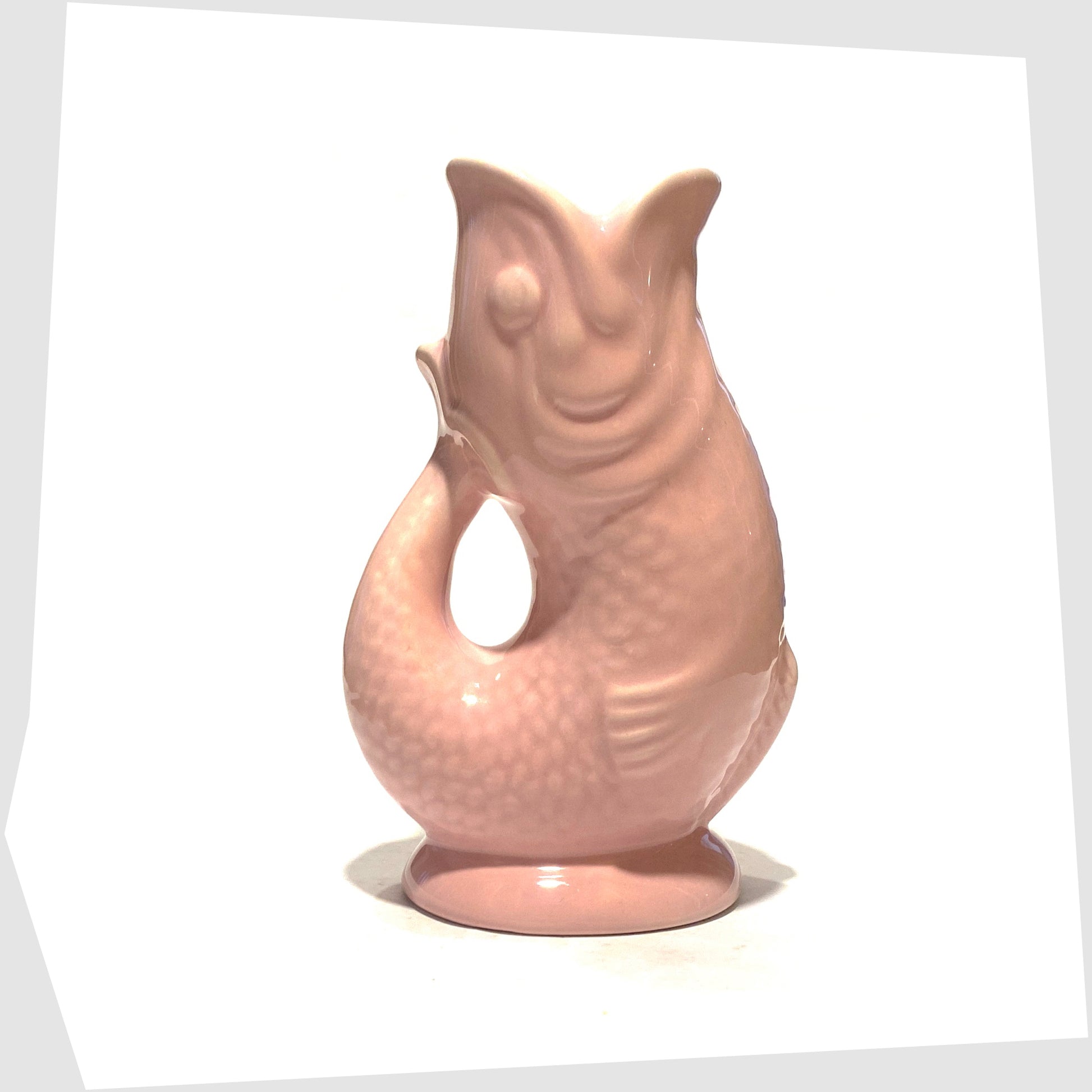 Gluggle jug-inspired Fish-Shaped Ceramic Vase in pink