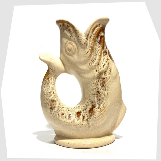 Fosters Studio Pottery Gluggle Jug in Honeycomb drip glaze, shown on a white background