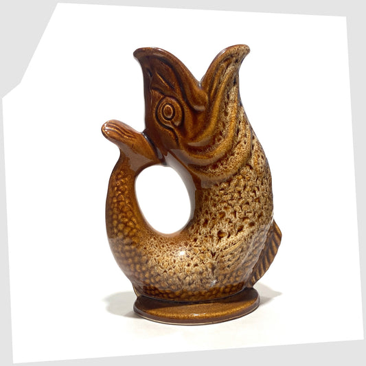 Fosters Studio Pottery Gluggle Jug in brown and amber honeycomb glaze