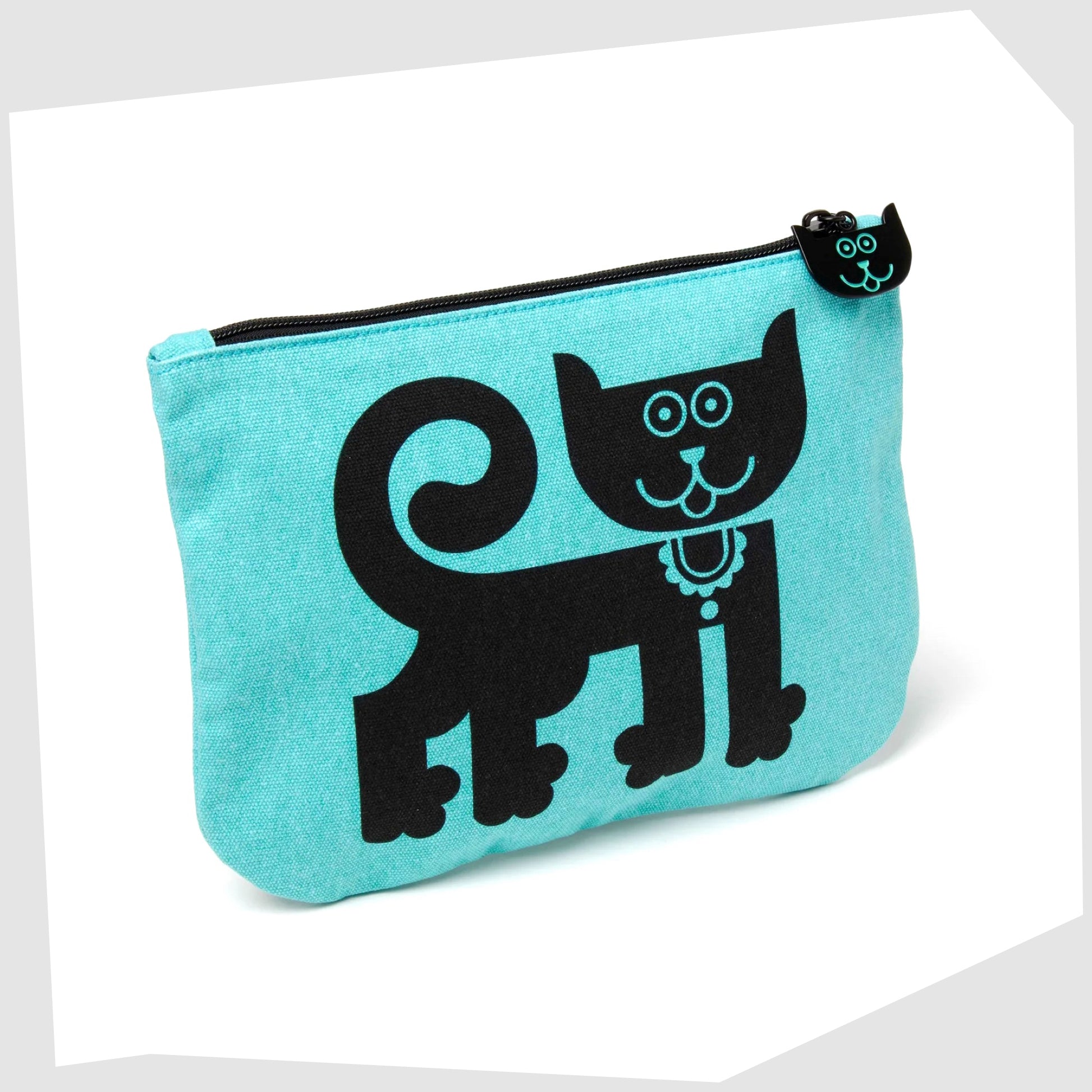 magpie-x-hornsea-cat-and-piranha-pouch-blue-cotton-zipper-pouch-with-screen-printed-cat-design