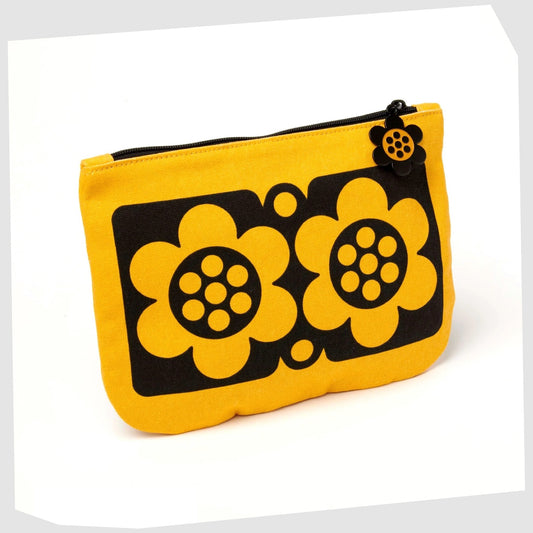 magpie-x-hornsea-geo-flower-pouch-yellow-cotton-bag-with-repeated-flower-design