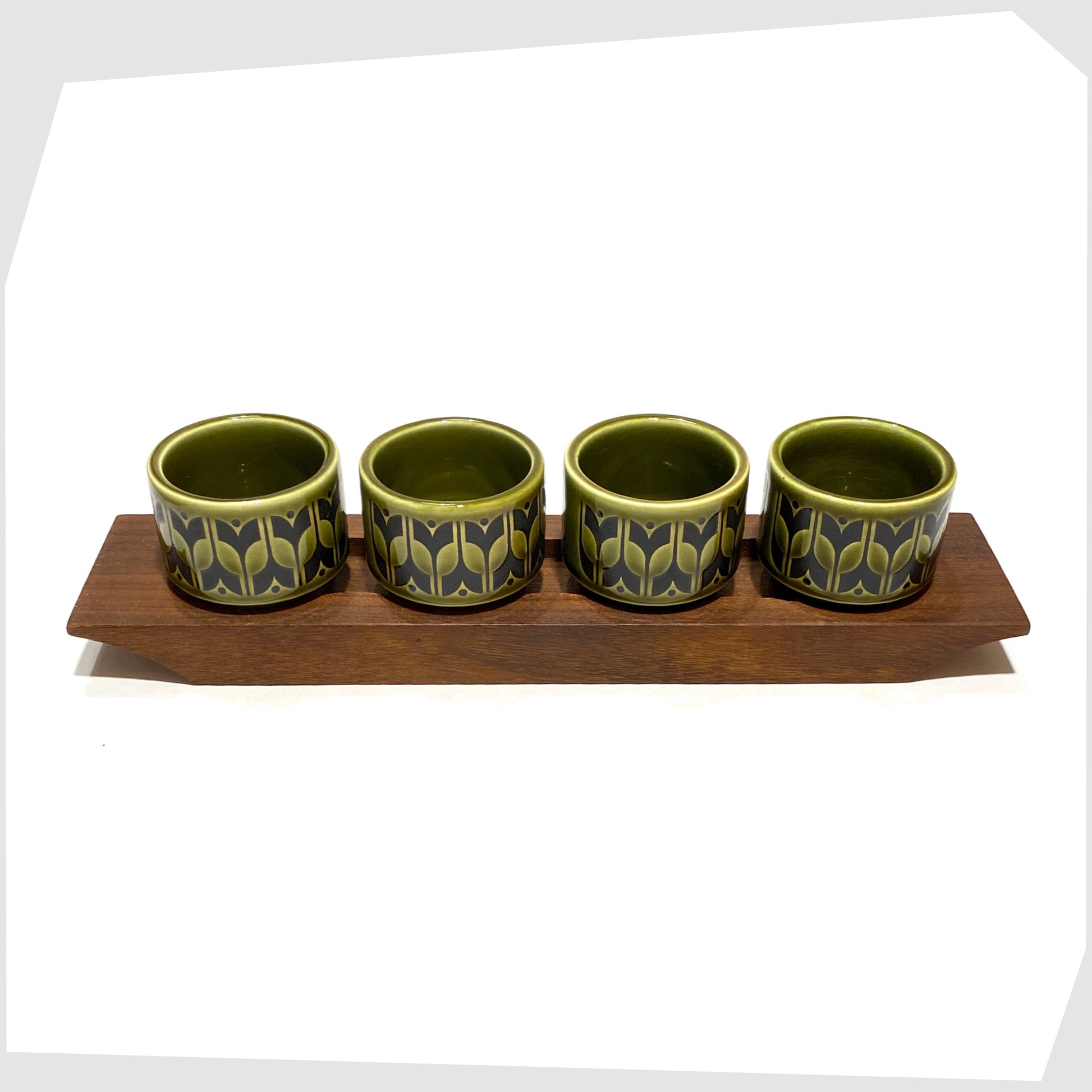 set of four Hornsea Pottery Heirloom Egg Cups in lakeland green