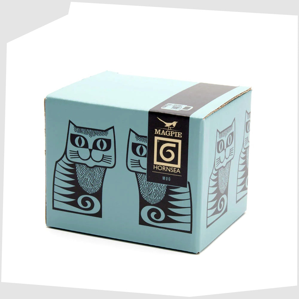 presentation box for the Magpie X Hornsea Pottery Cat Mug in teal