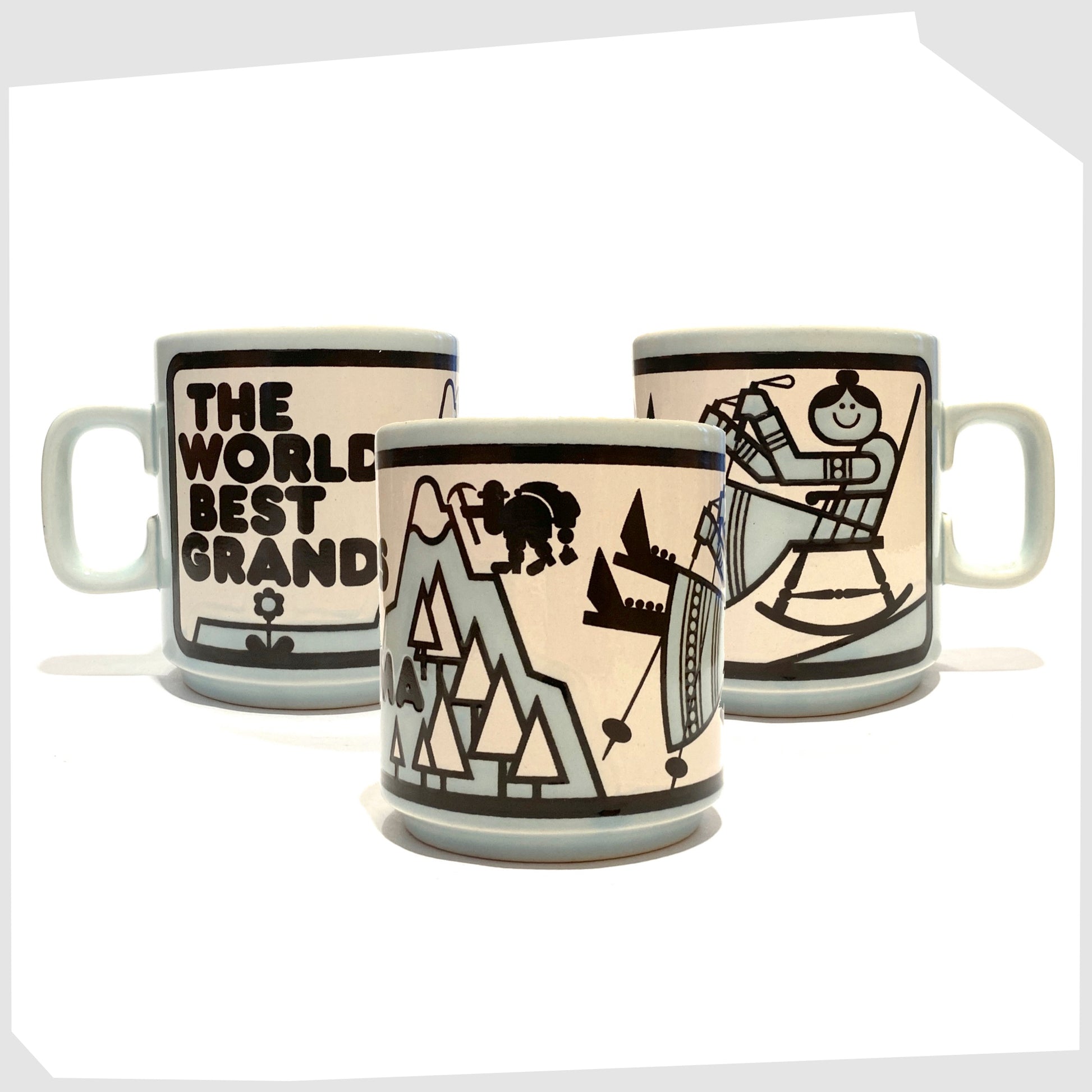 Vintage Hornsea Pottery The Worlds Best Grandma Mug, full wrap around of illustration
