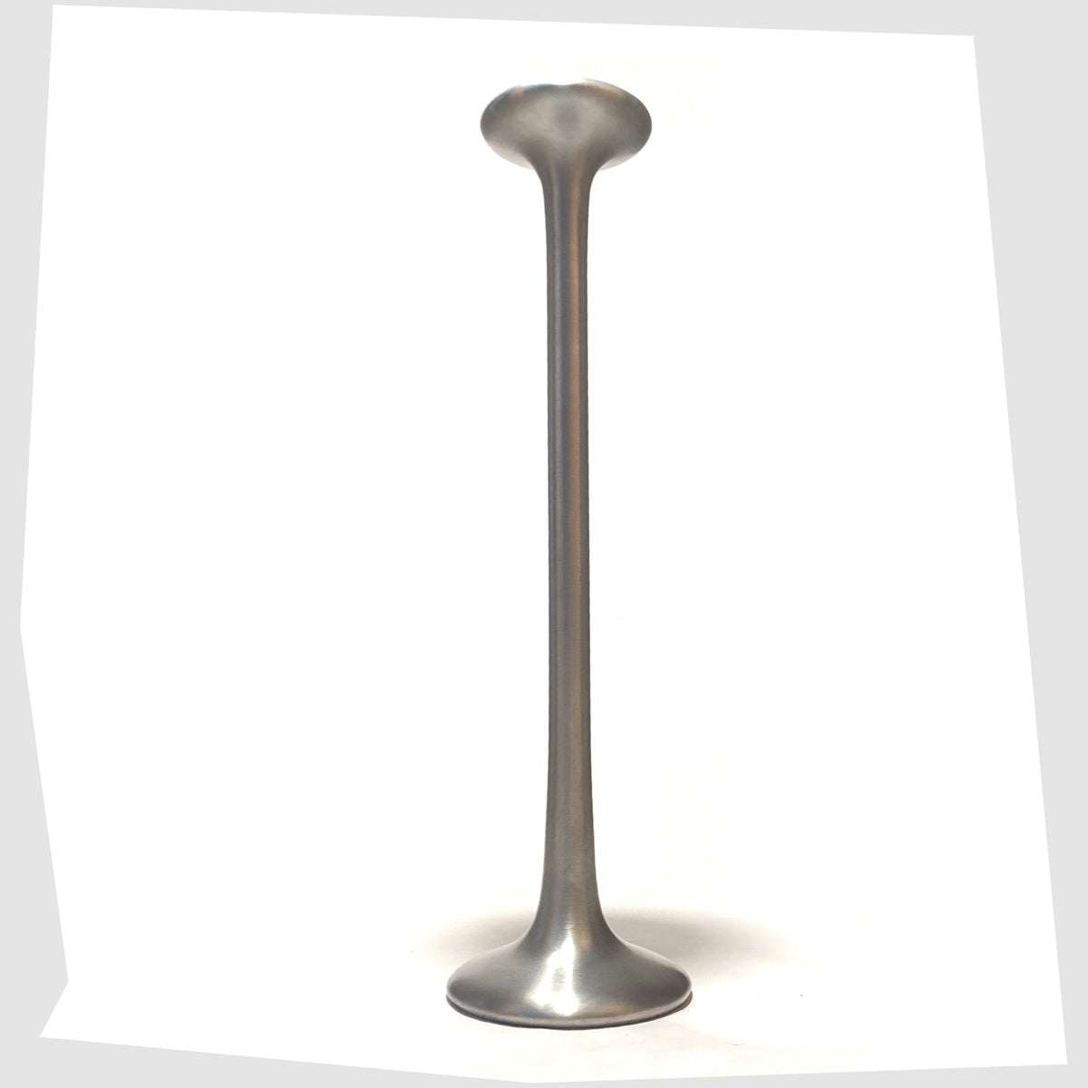 Large Ikea Kagla Candleholder made of brushed aluminium, shown on a white background