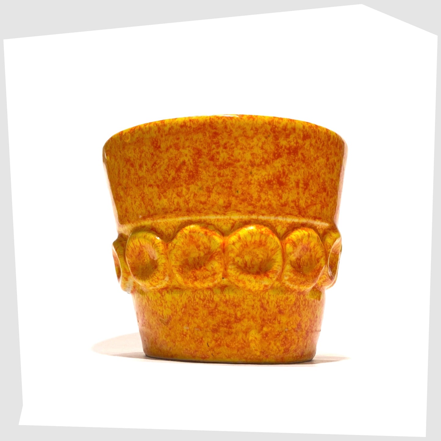Italian Pottery Planter finished in a fire glaze of orange and yellow flecks