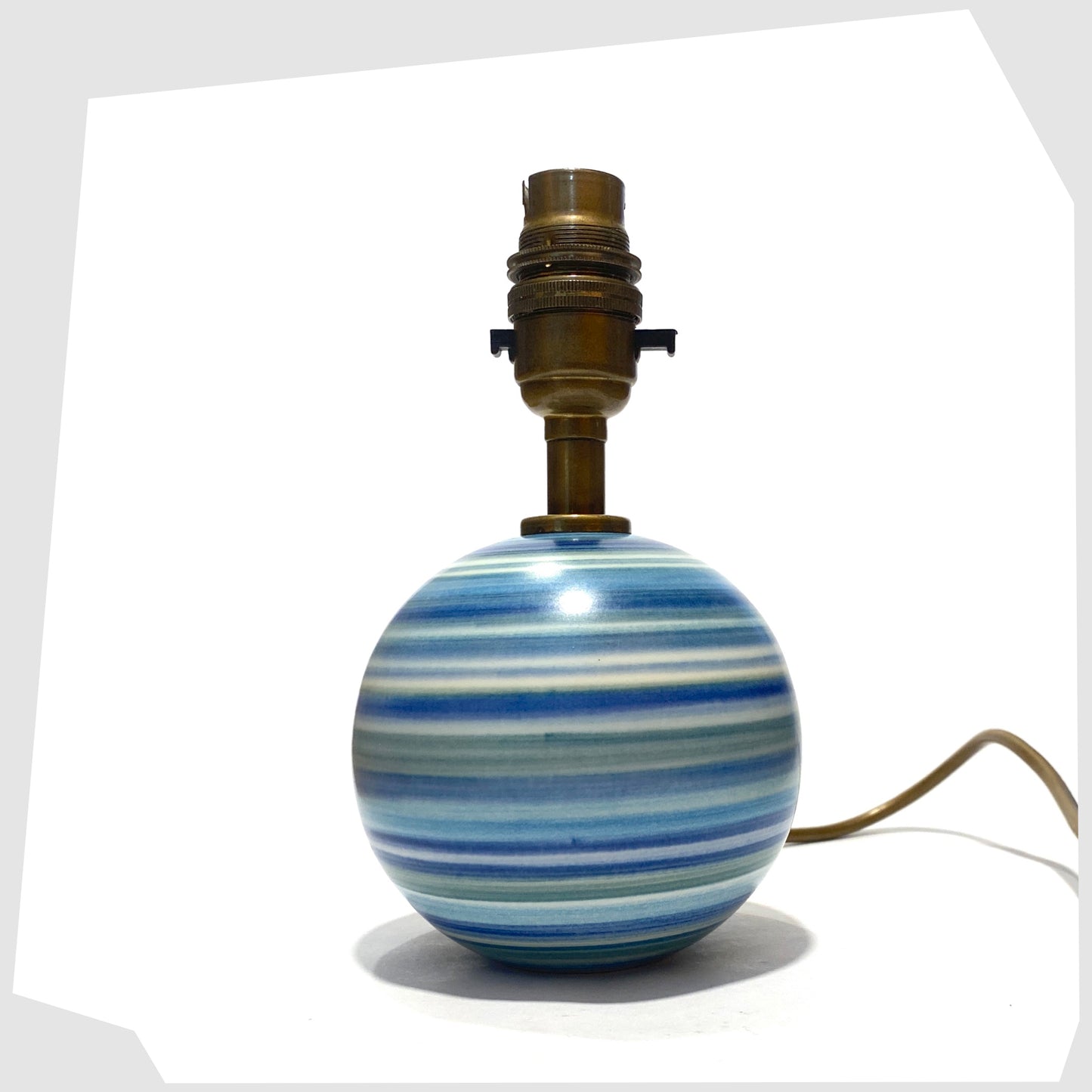 Hand-painted Jersey Pottery Spherical Table Lamp with brass light fitting