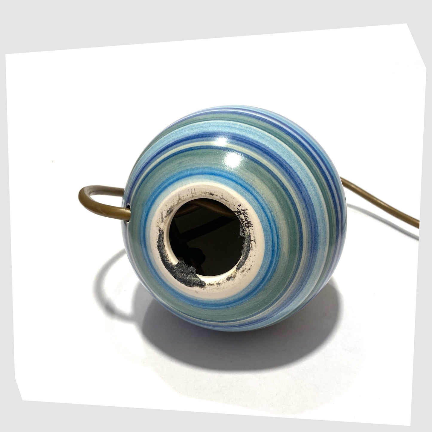 base of the Hand-painted Jersey Pottery Spherical Table Lamp with hand painted Jersey Pottery manufacturing mark