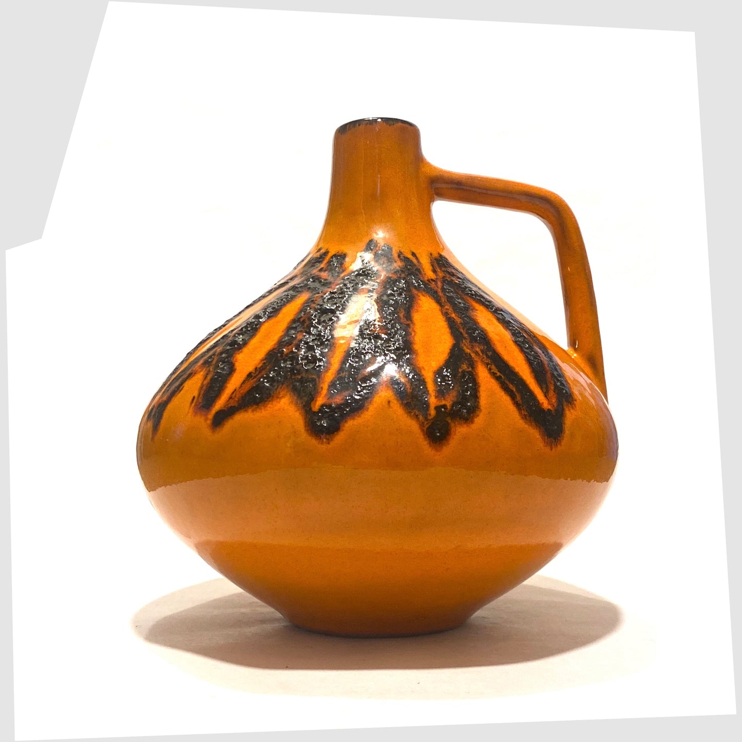 Kreutz Keramik 203 Vase in Orange Fat Lava glaze, made in 1970s West Germany