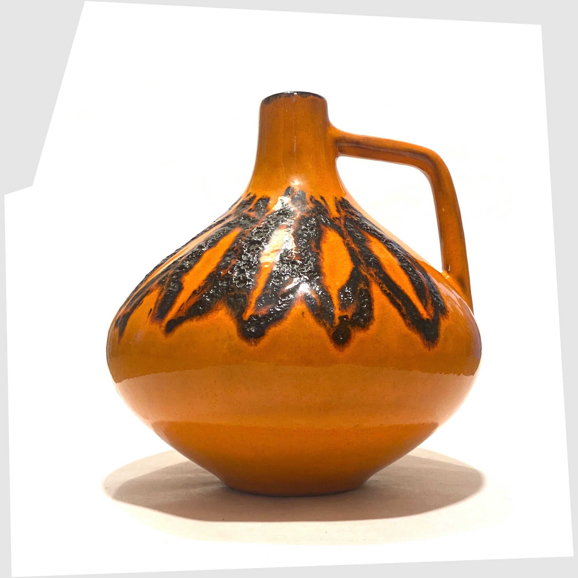 Kreutz Keramik 203 Vase in Orange Fat Lava glaze, made in 1970s West Germany