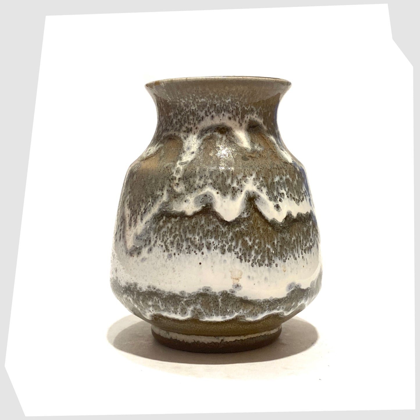 Lancastrian Pottery Vase in a grey and white drip glaze