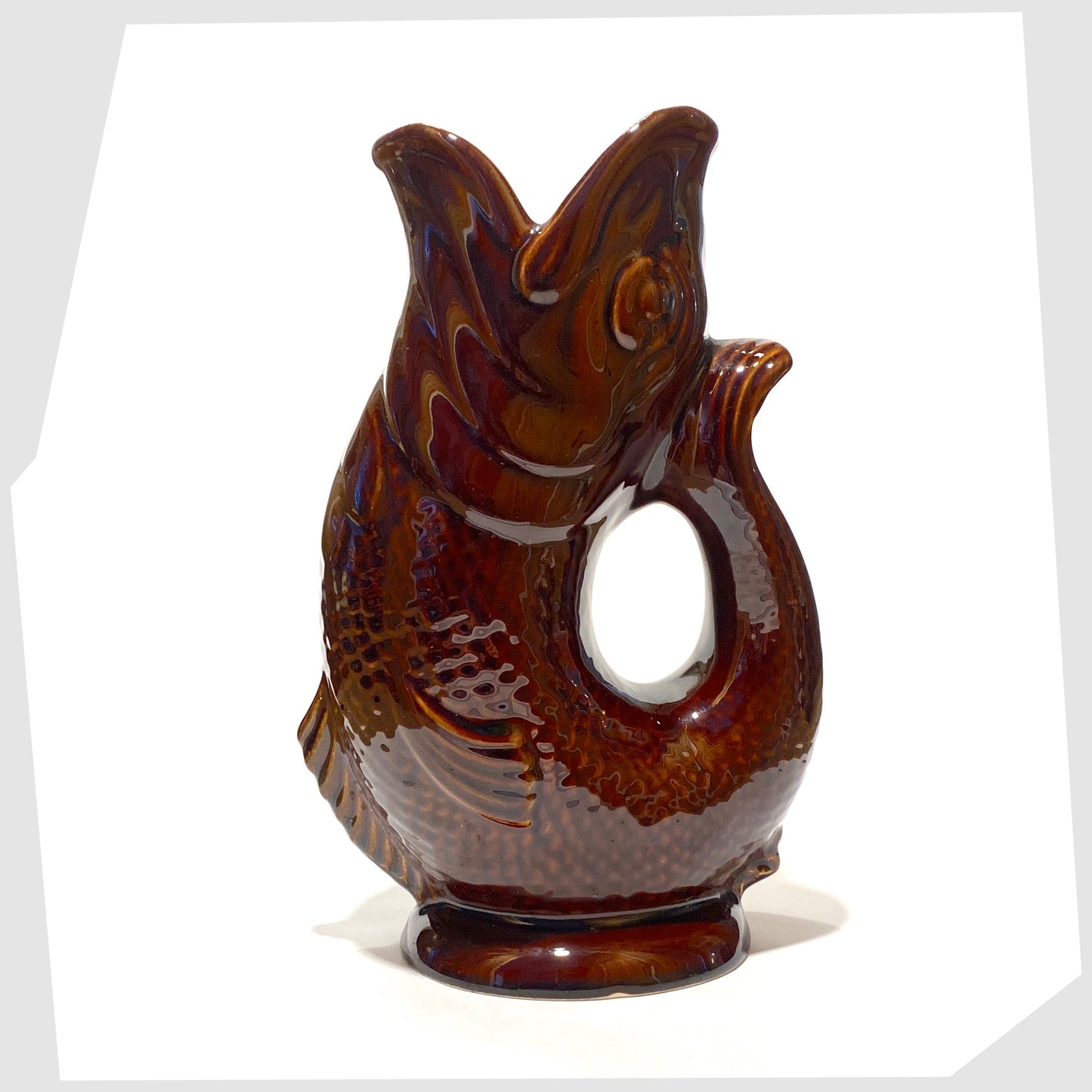Large chestnut brown vintage gluggle jug by Dartmouth Pottery, England