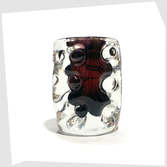 vintage Liskeard Glass Knobbly Vase in cased purple glass, cylindrical knobbly textured vase designed by Jim Dyer